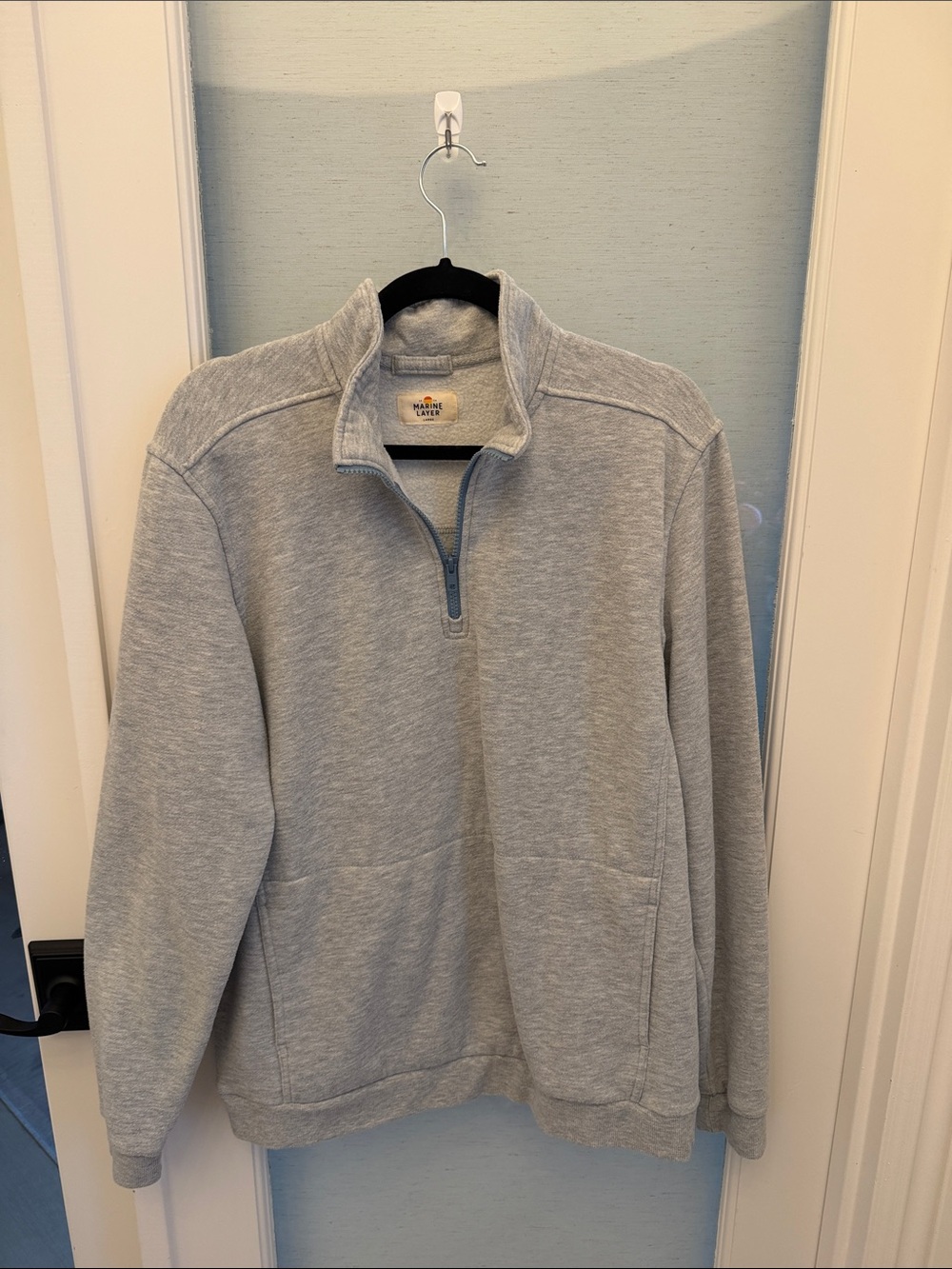 Marine Layer Light Gray Half-Zip Pullover Sweater